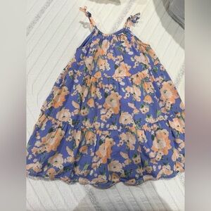 Janie and Jack Floral Kids Dress in Blue and Peach
